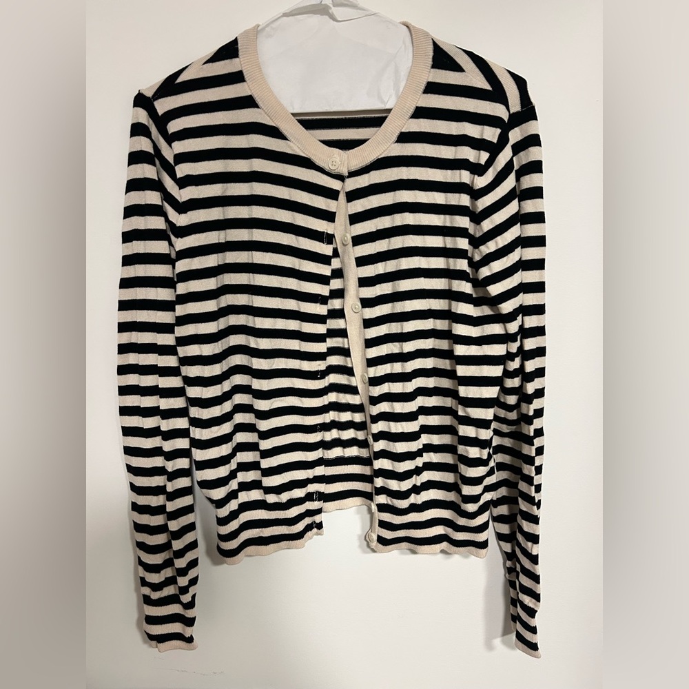 Striped Black and Cream Women's Sweater